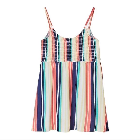 TORRID MULTI STRIPE CHALLIS SMOCKED BABYDOLL TUNIC CAMI Women Size 1 - Picture 2 of 10